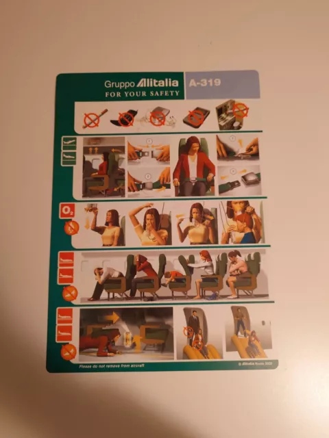 Alitalia Airbus A319 03/2002 Safety Card