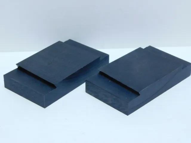 Black UHMW-PE 5" X 3" X 1" POLYMER PLASTIC - 2PCS LOT  / NOS