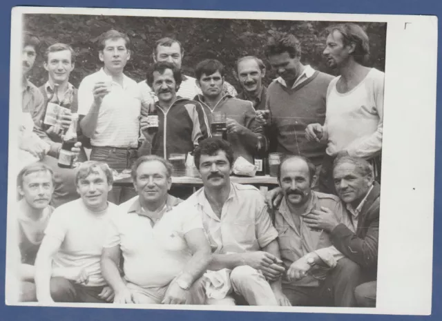 Handsome Guys Smoking Cigarettes and Drinking Alcohol Soviet Vintage Photo USSR