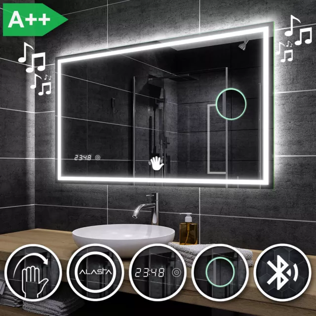 Miroir Salle De Bain Lumineux LED ATLANTA | BLUETOOTH | HORLOGE | INTERRUPTEUR