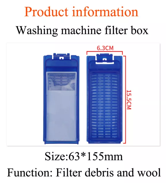 2pcs Washing Machine Filter Mesh Box Strainer 63*155mm Home Accessories