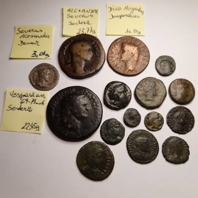 antike römische münzen 15 stk. sesterz-follis-dupondius-denar   xxxxx