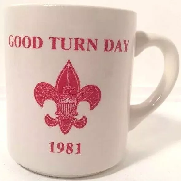 Boy Scouts USA Good Turn Day BSA Vintage 1981 Ceramic Coffee Mug Cup
