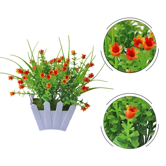 Druuzyl 5 Pièces Mini Plantes Artificielles Verdure Plastique Faux Plantes avec Pot Plante