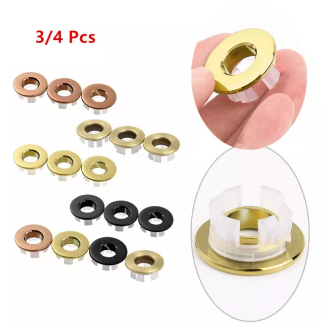 Solid Brass Sink Overflow Covers Kitchen Bathroom Basin Trim Round Hole Caps