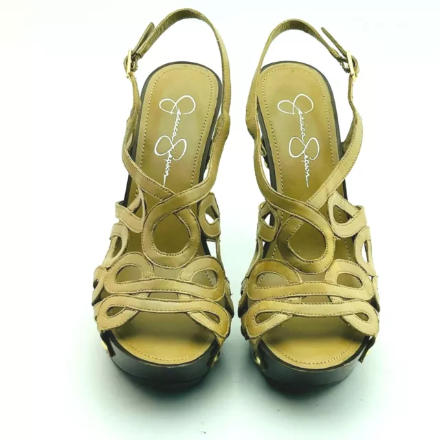 JESSICA SIMPSON Womens Shoes Size 8B Beige Leather Heels Sandals