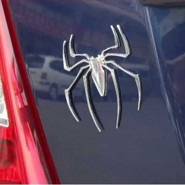 3D Metal Spider Logo Chrome Car Sticker Emblem Badge Decal Sticker Accessory