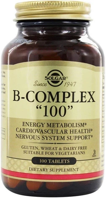 SOLGAR VITAMIN B-COMPLEX "100" Extra High Potency Vegetable Capsules ...