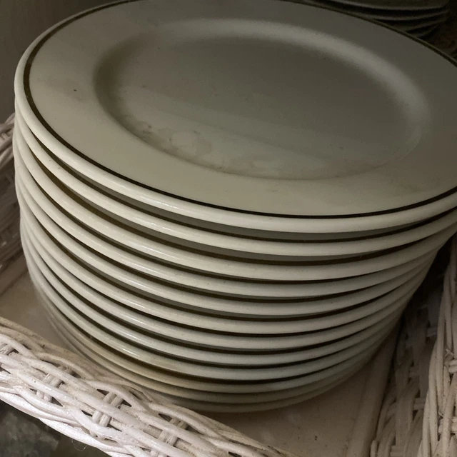 SET OF 12 White Gold Trim Dinner Plates 10.25” DELCO CHINA USA NEXT DAY