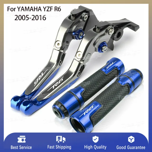 Motorcycle Handlebar Grips Brake Clutch Levers Sets for YAMAHA YZF R6 2005-2016