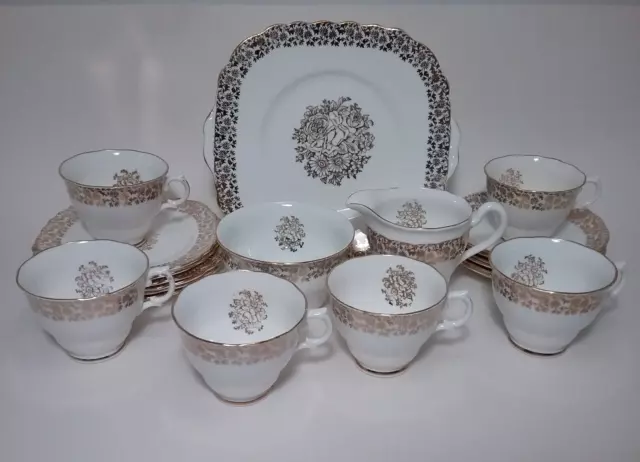 Vtg.  Old English Luncheon Set Tea Cups & Saucers  Set for Six