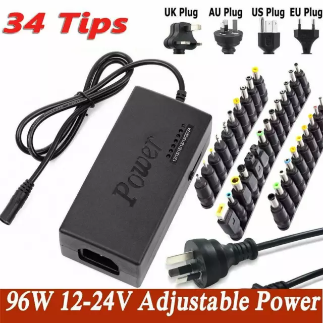 Universal 96W Power Supply Adapter Charger For PC Laptop Notebook With 34Tips ST
