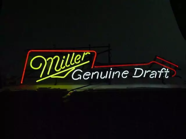 New Miller Genuine Draft Guitar Neon Light Sign 24" Lamp Poster Real Glass