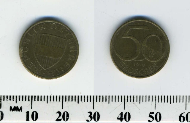 Austria 1978 - 50 Groschen Aluminum-Bronze Coin - Austrian Shield 3