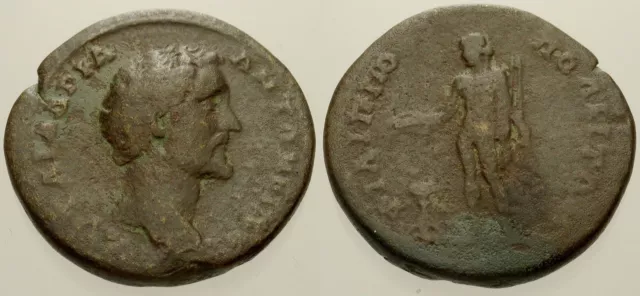021. ROMAN BRONZE Coin. ANTONINUS PIUS, AE-26. Thrace. Apollo. Fine $0. ...