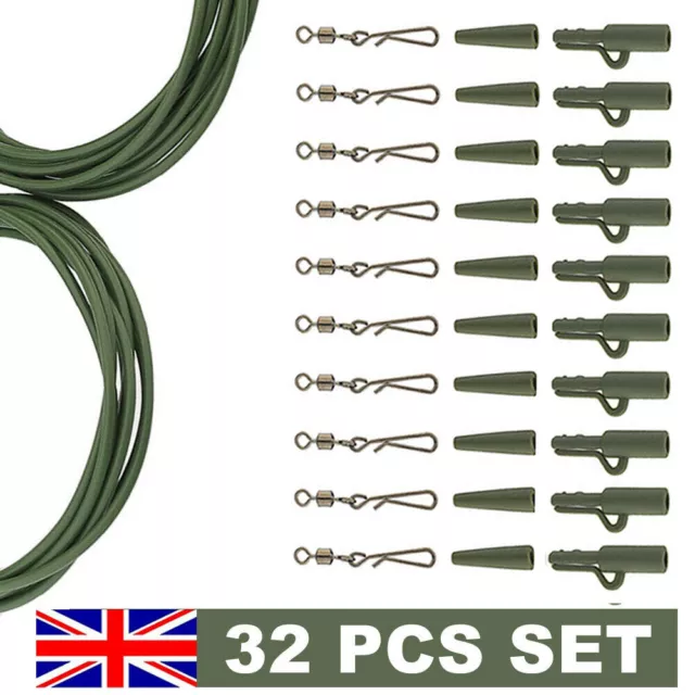 32Pc Carp Fishing End Tackle Weight Lead Clips Quick Change Swivels Rig Tube Rig