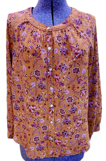 NWOT J. Jill Women's Size M L Peasant Top Paisley Long Sleeve Blouse