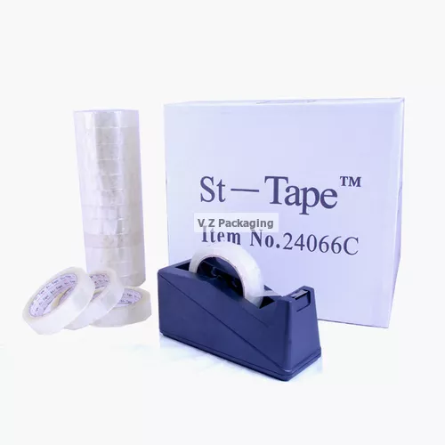 72x rolls / box - 24mm x 66m - Sticky Stationary Desk Dispenser Clear Tape