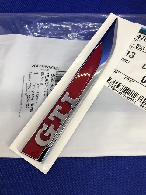 Emblème Calandre Volkswagen GTI Original - 5G0853679PWYR - Chromé Argent Et Rouge