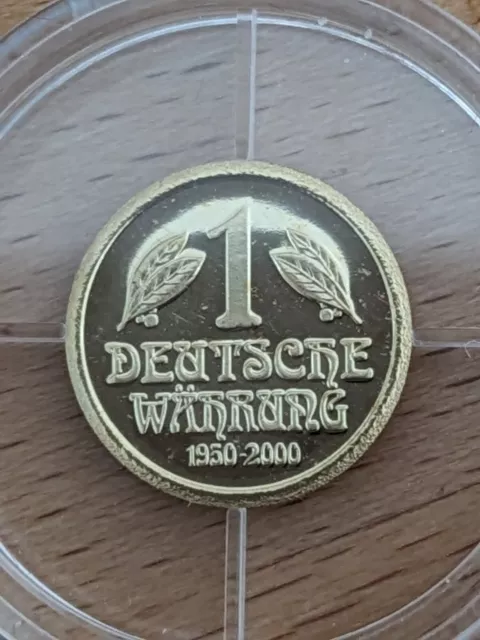 Gold Medaille 1 Deutsche Währung 1950-2000 50. Jahrestag D-Mark BRD