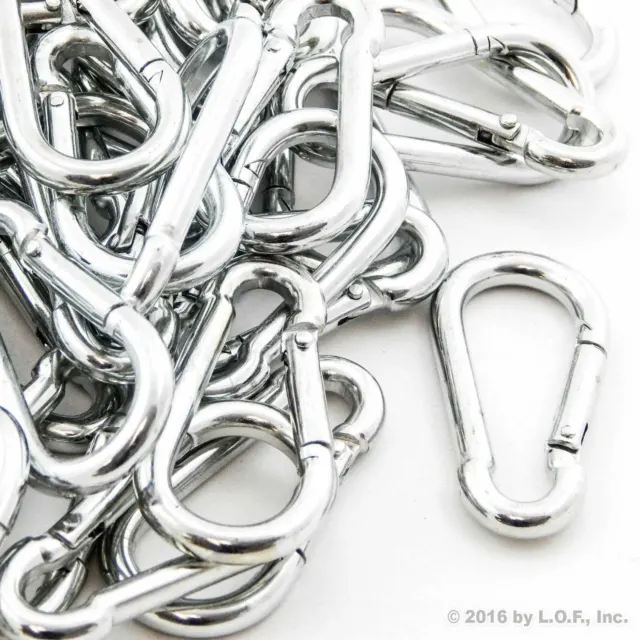 (100) Spring Snap Quick Link Carabiner 2-3/8" Long Steel Hook Clips New