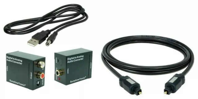 Digital a Analógico Convertidor Audio + 2,5m Toslink + Cable USB Dc
