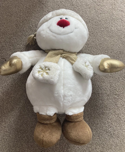 LARGE TESCO CHILLY & Friends Snowman 20 inch Gold Hat Scarf Gloves 2006