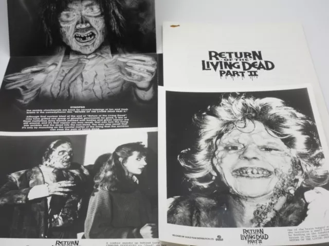 RETURN OF THE LIVING DEAD Part II 1988 Original Movie Press Kit Folder/2 Stills