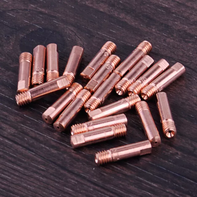 20pcs MB-15AK MIG/MAG Welding Torch Contact Tip 0.9 x 24mm Copper Gas Nozzle ss