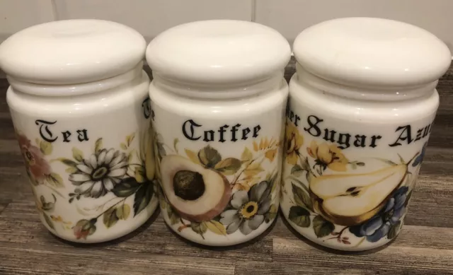 Bradford Farmhouse Style Sugar Coffee Flour Tea Ceramic Kitchen Canister Set