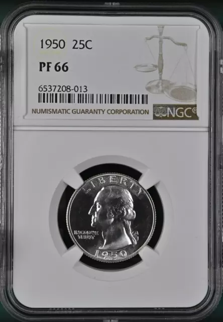 :1950-P S25C Washington Quarter Proof Ngc Pf 66 Low Pop Rarity R3 Highest Grades