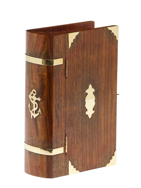 Libro caja joyero de madera con cerradura ficticia anclar caja de libro de