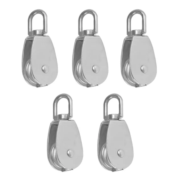 5pcs Block Tackle Stainless Steel Pulley Block Swivel Sheave Rope Wheel M15