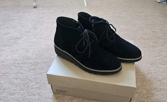 CLARKS SHARON HOP Ladies Black Suede Leather Ankle Boots UK4.5 New With Box 35.00 PicClick UK