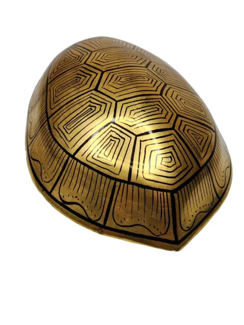 Vintage Burmese Gold Lacquered Black Turtle Trinket Wood Box Lidded Lacquerware 2