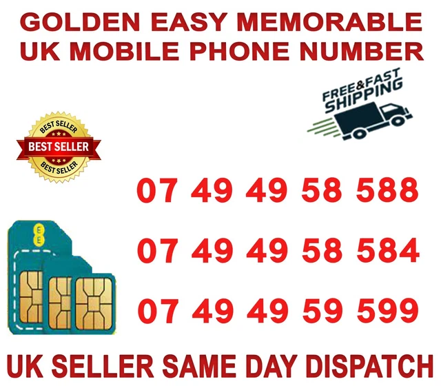 Golden Easy Memorable Uk Vip Mobile Phone Number/Platinum Sim ( Ee Network) B 68