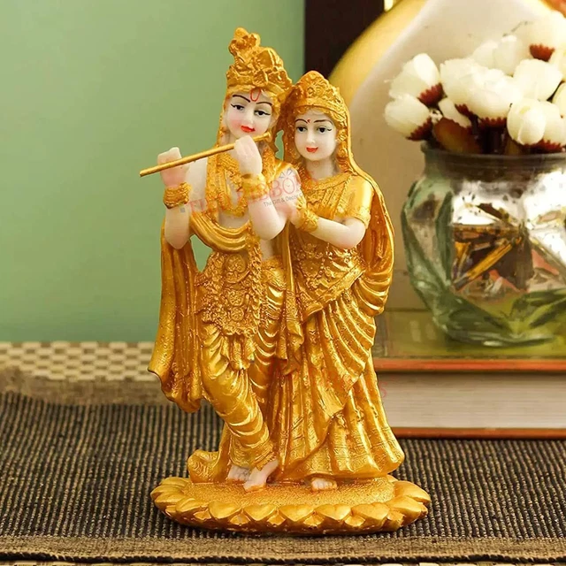 Lord Radha Krishna Statue Sculptures 7.5 Inch Tall Radha Krishna Hindu God