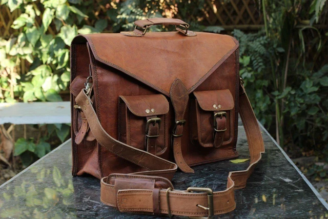 Sac à bandoulière en cuir Vintage pour hommes et femmes, mallette pour...