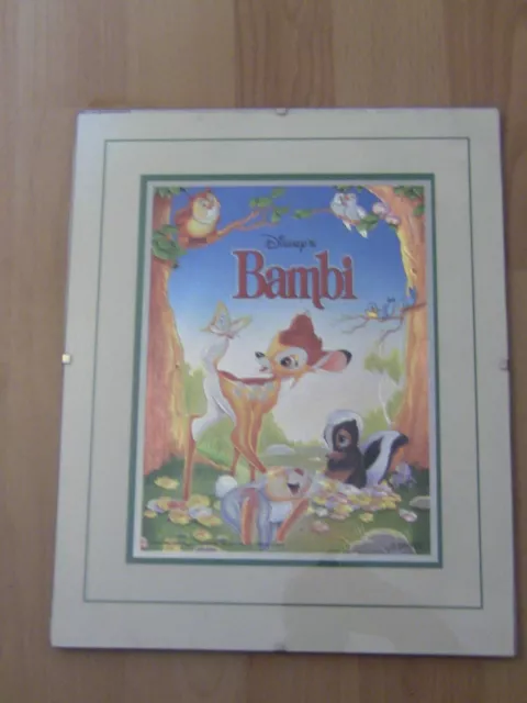 Disney vintage Foil 80's framed picture Bambi 30cm x 24cm