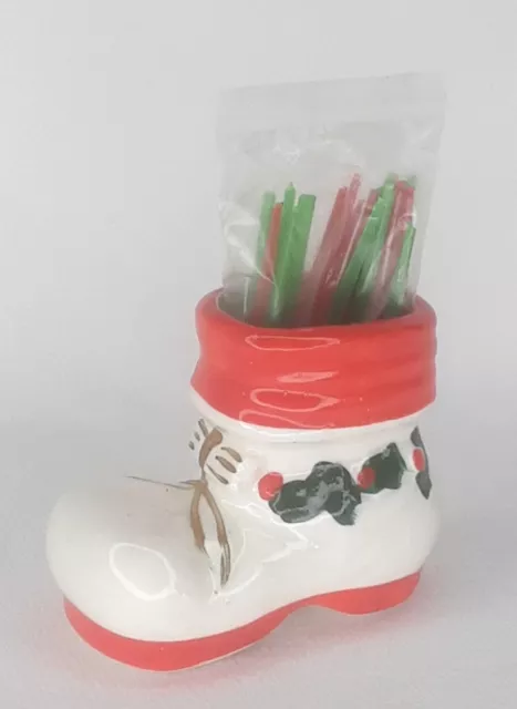 Christmas Santa's Boot Toothpick Holder Ceramic Japan Mid Century Holiday Decor