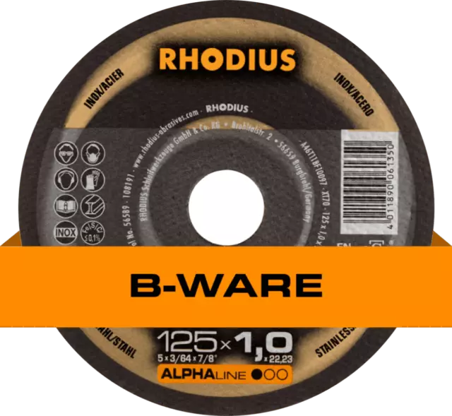 RHODIUS Trennscheibe XTS 100 Stück Ø 125 mm B-WARE für Edelstahl, Stahl, Metall
