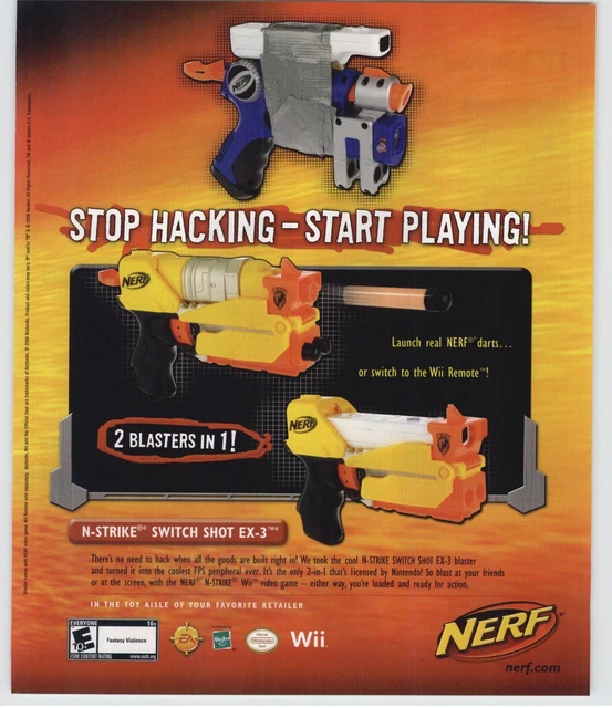 Nerf N-Strike Switch Shot EX 3 Nintendo Wii Promo Art Vintage Print Ad