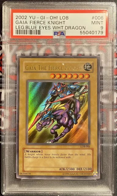 Yugioh! 2002 Gaia The Fierce Knight  LOB-006 - PSA9 Mint