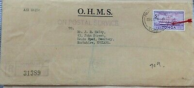 Tonga 1962 O.h.m.s. Registered Cover With Stamp Overprint Flaw + Govt Gazette