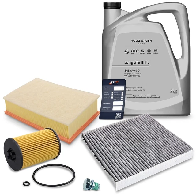 Inspektionspaket Wartungspaket Filterset Mit 6 L 0W-30 Motoröl LongLife 3 FE, Ölfilter Luftfilter Innenraumfilter Ölablassschraube