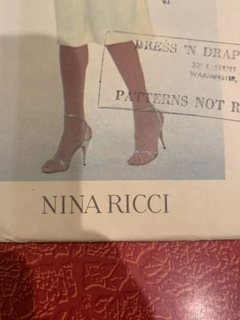 VINTAGE 1980’S VOGUE Paris Original Nina Ricci Women’s Dress Pattern ...