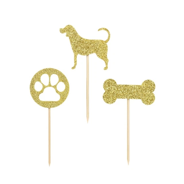 12 Pcs Birthday Toppers Cakes Bone Footprint Cake Decor Acrylic Ingredients Man