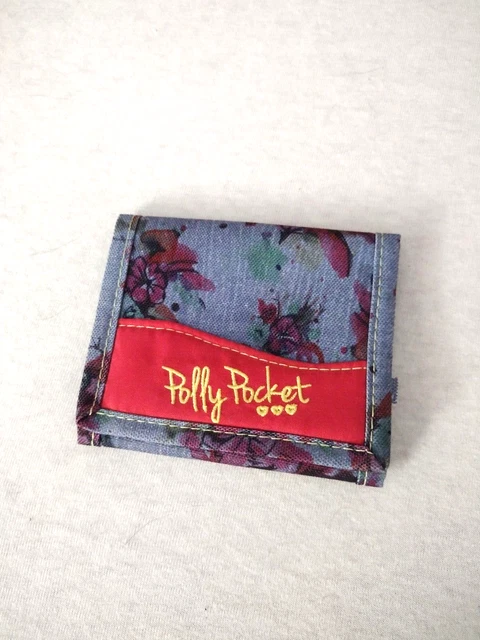Vintage 80's Polly Pocket wallet pockets hook and loop flowers blue Excellent