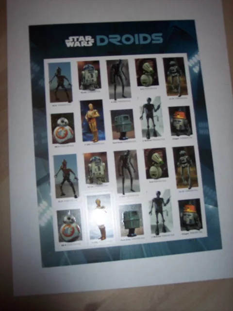 (20) USPS Forever Stamps -Star Wars Droids-Free shipping-