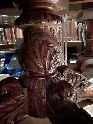 19th Century Carved Walnut Round Dining Loo Table Centre Hairy Paw Hall Drawing 3